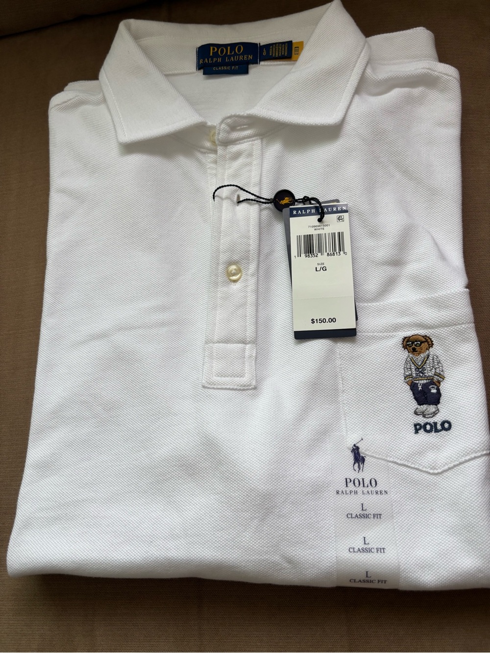 Polo by Ralph Lauren White Men's Polo with Bear Embroidery